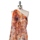 Lightweight Silk Organza Print Made in Italy - Orange, Purple and Burgundy Lilies and Flowers