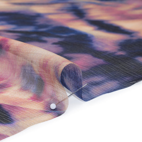 Silk Voile Print Made in Italy - Pink, Purple and Indigo Abstract - Deadstock