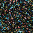 Crepe Like Silk Woven Print Made in Italy - Black, Pink and Sky Blue Little Flowers - Deadstock