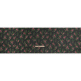 Silk Voile Print Made in Italy - Black, Green and Pink Flower Bunches - Deadstock