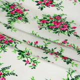Silk Georgette Print - Pink, Green and Ivory Flower Bunches - Deadstock