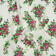 Silk Georgette Print - Pink, Green and Ivory Flower Bunches - Deadstock