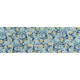 Slubbed Raw Silk Organza Print Made in Italy - Sky Blue, Ultramarine and Yellow Floral - Deadstock