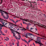 Silk Twill Panel Made in Italy - Fuchsia, Purple and Pink Paisley, Floral and Stripes - Deadstock