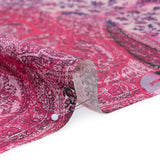 Silk Twill Panel Made in Italy - Fuchsia, Purple and Pink Paisley, Floral and Stripes - Deadstock