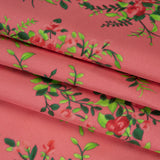 Silk Woven Print Made in Italy - Rose Pink, Red and Green Flower Bunches - Deadstock
