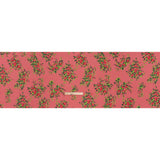 Silk Woven Print Made in Italy - Rose Pink, Red and Green Flower Bunches - Deadstock