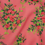 Silk Woven Print Made in Italy - Rose Pink, Red and Green Flower Bunches - Deadstock