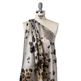 Silk Satin Print Made in Italy - Brown, Beige and Gray Painted Animal Spots - Deadstock