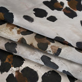 Silk Satin Print Made in Italy - Brown, Beige and Gray Painted Animal Spots - Deadstock