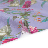 Textured Silk Woven Print Made in Italy - Lavender, Pink and Green Floral - Deadstock