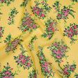 Silk Chiffon Print Made in Italy - Sunny Yellow, Green and Pink Flower Bunches - Deadstock