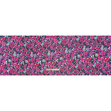 Satin Stripe Silk Dobby Print Made in Italy - Fuchsia, Blue and Dark Teal Painterly Flower Field - Deadstock