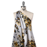 Silk Twill Print Made in Italy - Yellow Ochre, Brown and Black Painted Animal Spots - Deadstock