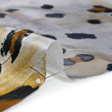 Silk Twill Print Made in Italy - Yellow Ochre, Brown and Black Painted Animal Spots - Deadstock