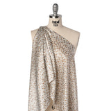 Charmeuse-Backed Silk Print Made in Italy - Ivory, Burnt Orange and Pink Little Flower Vines - Deadstock
