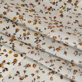 Charmeuse-Backed Silk Print Made in Italy - Ivory, Burnt Orange and Pink Little Flower Vines - Deadstock