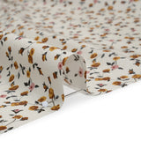 Charmeuse-Backed Silk Print Made in Italy - Ivory, Burnt Orange and Pink Little Flower Vines - Deadstock