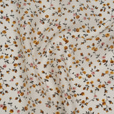 Charmeuse-Backed Silk Print Made in Italy - Ivory, Burnt Orange and Pink Little Flower Vines - Deadstock