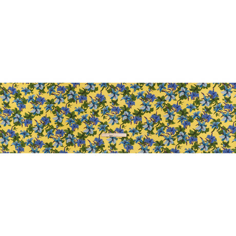 Silk Crepe de Chine Print Made in Italy - Lemon Yellow, Blue and Green Lilies - Deadstock