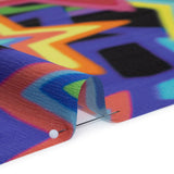Crinkled Silk Crepe de Chine Print Made in Italy - Rainbow on Black Stars - Deadstock