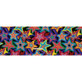 Crinkled Silk Crepe de Chine Print Made in Italy - Rainbow on Black Stars - Deadstock