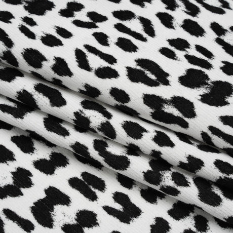 Stretch Cotton Corduroy Print Made in Italy - Black and White Cheetah Spots - Deadstock