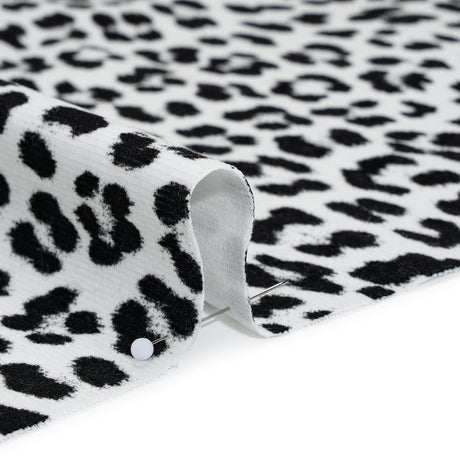 Stretch Cotton Corduroy Print Made in Italy - Black and White Cheetah Spots - Deadstock