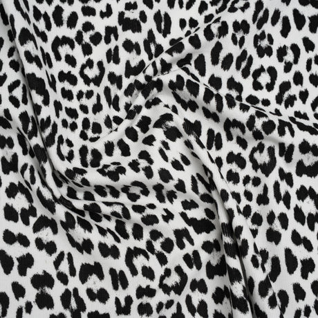 Stretch Cotton Corduroy Print Made in Italy - Black and White Cheetah Spots - Deadstock