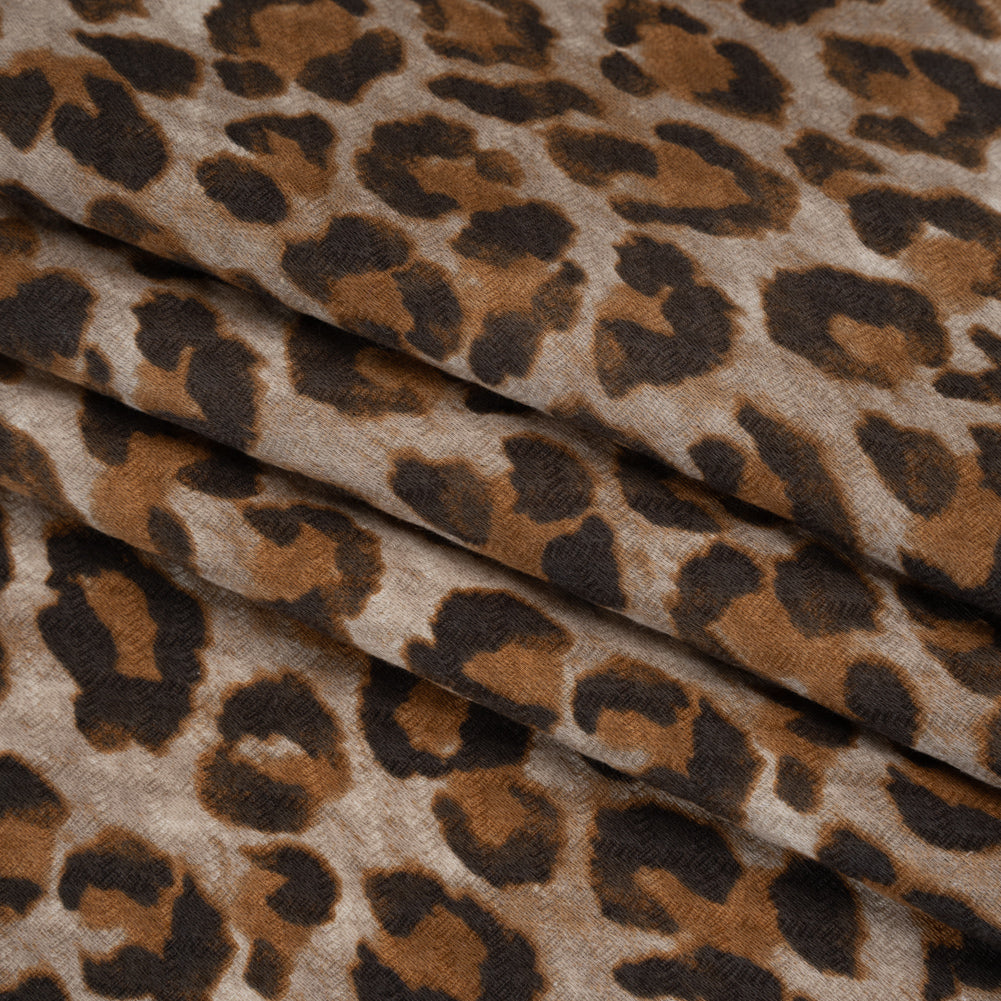 Stretch Cotton Matelasse Print Made in Italy - Beige, Brown and Black Cheetah Print on Diamonds - Deadstock