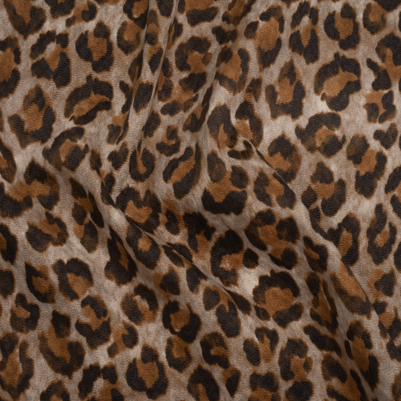 Stretch Cotton Matelasse Print Made in Italy - Beige, Brown and Black Cheetah Print on Diamonds - Deadstock