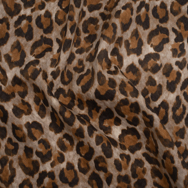 Stretch Cotton Matelasse Print Made in Italy - Beige, Brown and Black Cheetah Print on Diamonds - Deadstock
