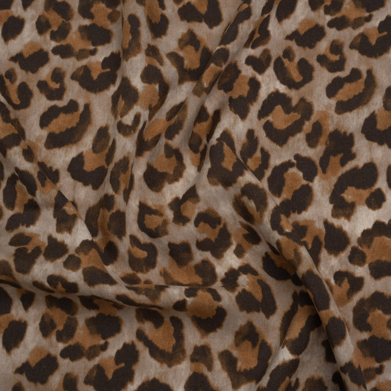 Rayon Woven Print Made in Italy - Greige, Tan and Dark Brown Cheetah Spots - Deadstock