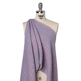 Wool Blend Tweed Woven Made in Italy - Lavender, Baby Blue and Orchid Pink Stripes