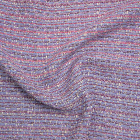Wool Blend Tweed Woven Made in Italy - Lavender, Baby Blue and Orchid Pink Stripes