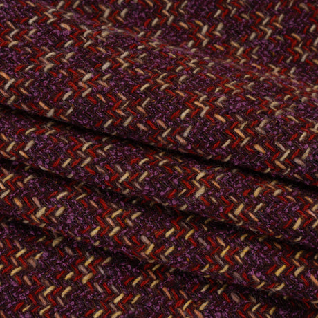 Wool Blend Tweed Twill Made in Italy - Purple, Red and Tan Checks