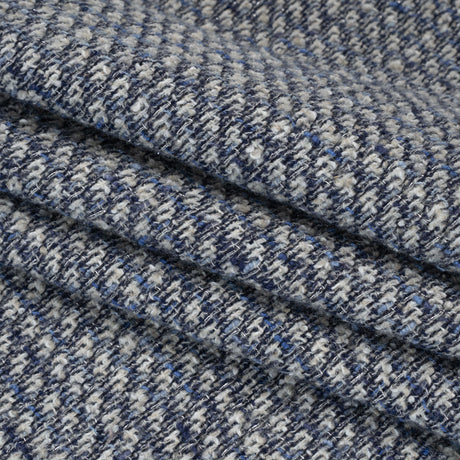 Metallic Wool Blend Tweed Boucle Made in Italy - Blue, Gray and Silver