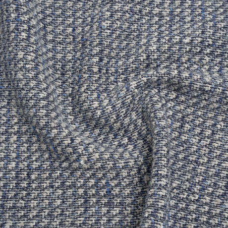 Metallic Wool Blend Tweed Boucle Made in Italy - Blue, Gray and Silver