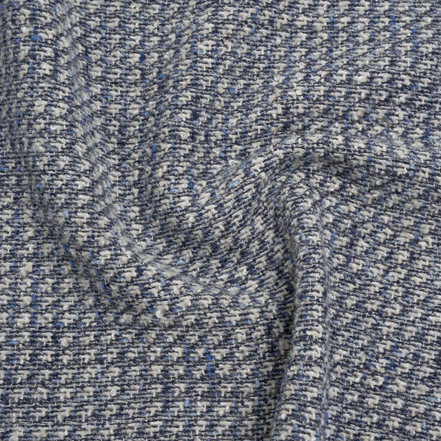 Metallic Wool Blend Tweed Boucle Made in Italy - Blue, Gray and Silver