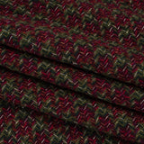 Metallic Wool Blend Tweed Twill Made in Italy - Olive Green, Dark Red and Gold Checks