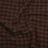 Metallic Wool Blend Tweed Twill Made in Italy - Bright Green, Burgundy and Gold Checks