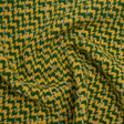 Wool Blend Tweed Twill Made in Italy - Green, Yellow and White Diagonal Stripes and Subtle Checks
