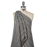 Metallic Wool Blend Tweed Made in Italy - White, Beige and Silver Stripes