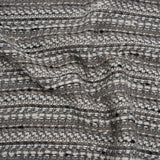 Metallic Wool Blend Tweed Made in Italy - White, Beige and Silver Stripes
