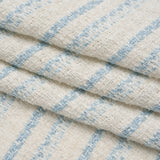 Metallic Wool Blend Loosely Woven Tweed Made in Italy - Off White, Baby Blue and Silver Stripes