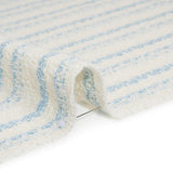 Metallic Wool Blend Loosely Woven Tweed Made in Italy - Off White, Baby Blue and Silver Stripes