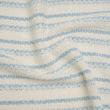 Metallic Wool Blend Loosely Woven Tweed Made in Italy - Off White, Baby Blue and Silver Stripes