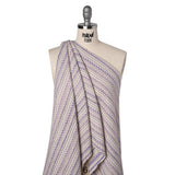 Wool Blend Tweed Made in Italy - Cream, Pale Pink and Lavender Stripes