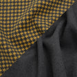 Brushed Wool Double Cloth Coating - Yellow and Gray Houndstooth and Charcoal Heathered - Deadstock