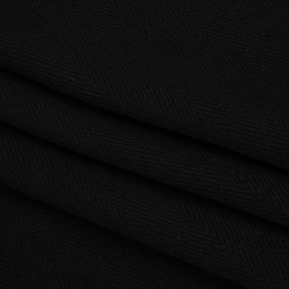 Heavy Wool Twill Coating - Black Herringbone - Deadstock